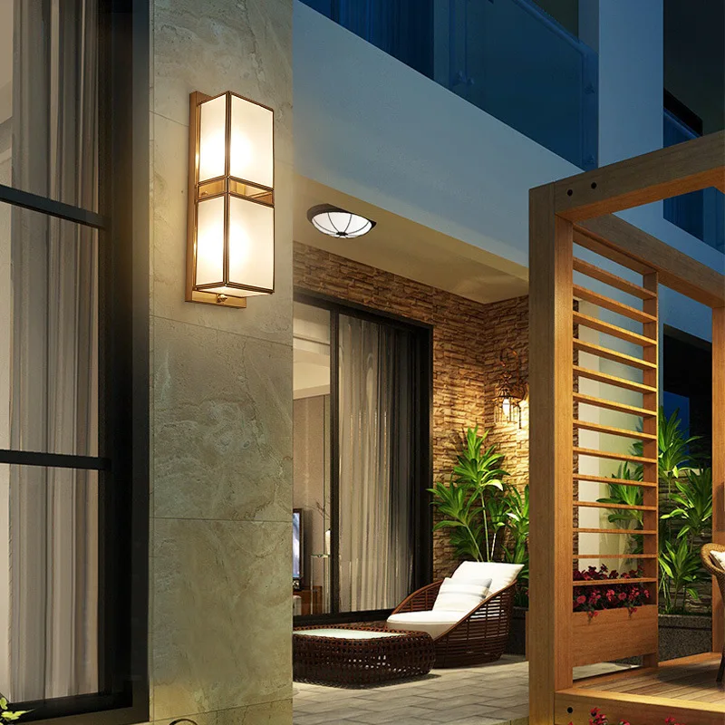 Наружный настенный светильник медный водонепроницаемый Европейский стиль американский стиль Балконный коридор Прихожая наружная вилла наружная дверь