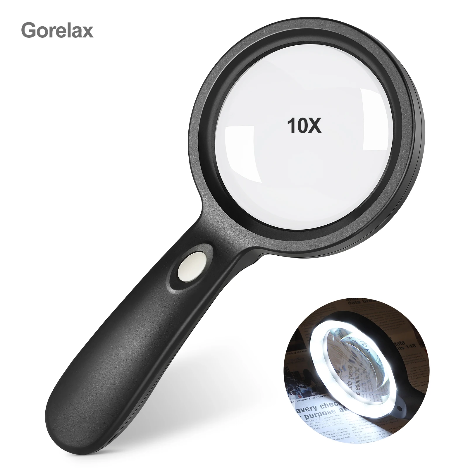 BUSATIA LED Illuminated Magnifier with 3X 45X High Magnification Lightweight Handheld Magnifying Glass for Reading Jewellery Magnifying Glass with Light Hobbies & Crafts Inspection 