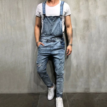 

2020 New men's Casual Jeans Pants Casual Straps Jumpsuit Hot Retro men's Jeans High Quality Mens Wild Trousers