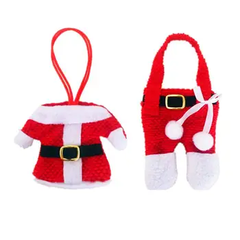 

Cutlery Set Christmas Decoration Knife and Fork Set Lovely Mini Cloth Pants Clothes Cover Restaurant Party Art Decor