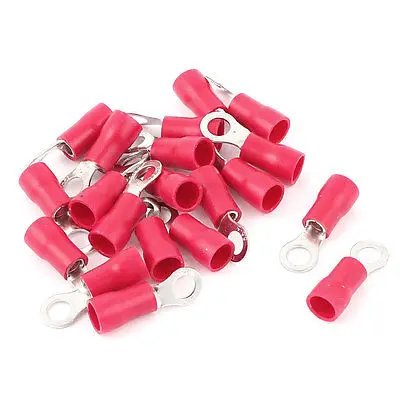 

20 Pcs 5.5-5S Insulated Wire Connector Ring Crimp Terminal Red 12-10AWG