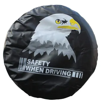 

IZTOSS PVC Leather Spare Tire Cover Wheel Tire Cover Black with Eagle Logo Universal for Jeep CR-V RV SUV Trailer Truck R15 Tire