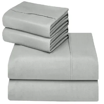 

denisroom Bedding Set Bed Linens Flat Sheet+Fitted Sheet+Pillowcase Queen/ King Size Soft comfortable gray white Bed set UT69#