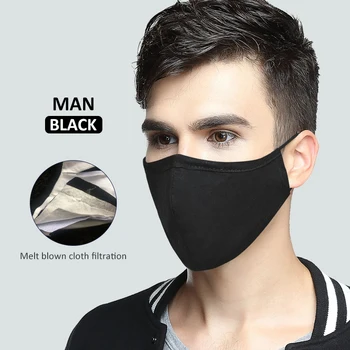 

1Pcs Breathable Windproof Black Mouth Mask Unisex 100% Cotton Face Mask Anti Pollution Face Shield Dust Thicken Mouth Cover