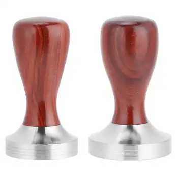 

Red Sandalwood Coffee Bean Tamper Stainless Steel Powder Compactor Home Supplies Coffee Tools