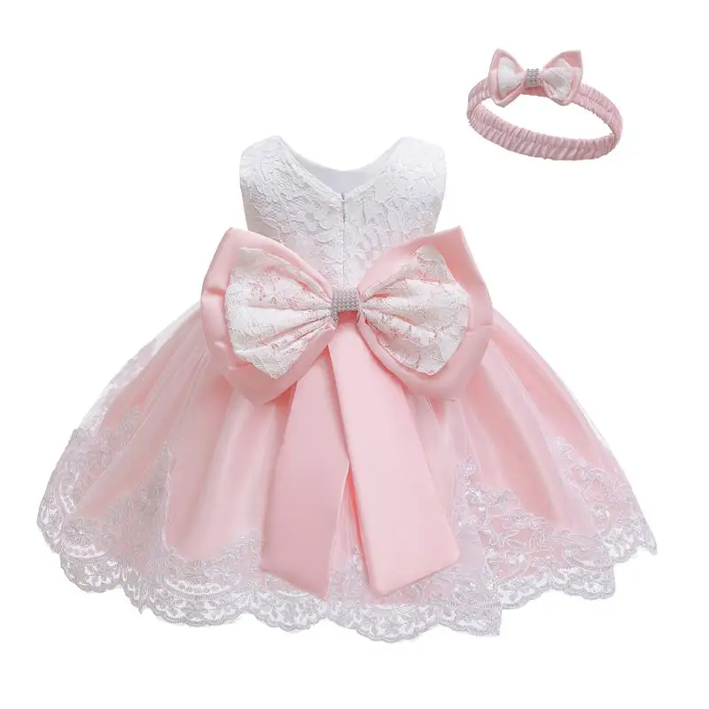 Одежда для новорожденных девочек 1 год, первый день рождения, вечерние и свадебные платья для девочек платье на крестины для маленьких девочек платье для маленьких девочек - Цвет: Pink