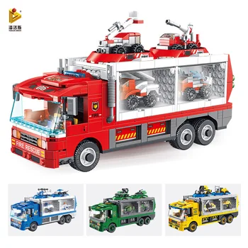 

6 IN 1 storage deformation car/transform robot fire rescue/police Building Blocks educational 2020 Technic new Toys for kids