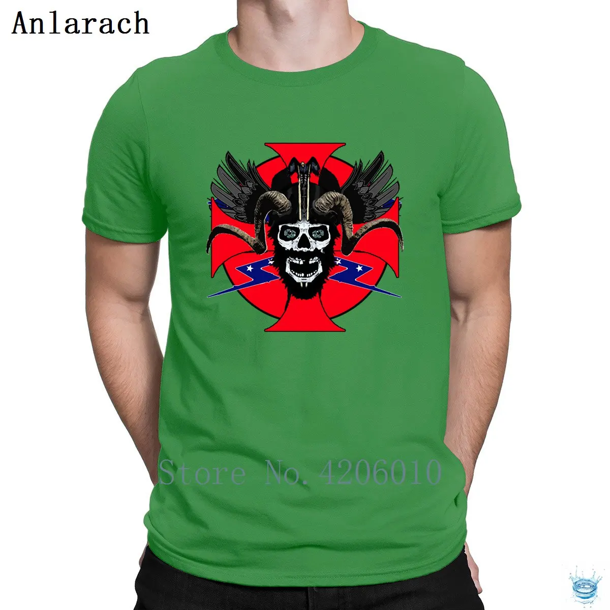 Viking Rebel Skull Tshirt Branded Creature Cute Family T Shirt For Men Big Sizes Fitness Clothing Tee Shirt Classical - Цвет: Green