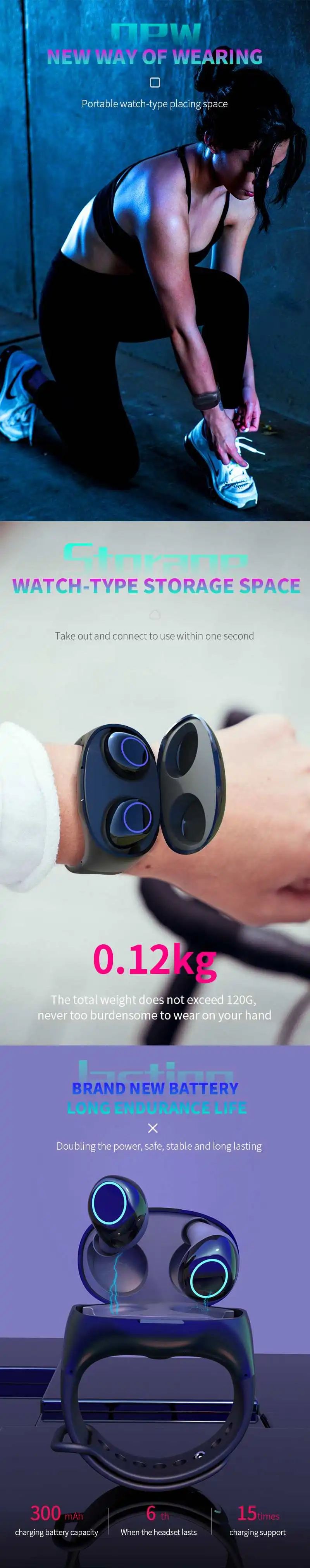 CLAITE HM50 наручные TWS Graphene наушники bluetooth 5,0 беспроводные стерео наушники-вкладыши портативные бинауральные громкой связи
