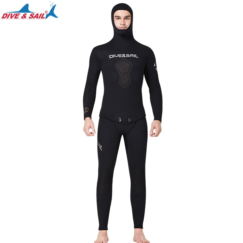 Dive&sail 5mm Cr Neoprene Spearfishing Suits Hooded Free Diving Suit Warm  Winter Fishing Suit Two-piece Opencell Lining Wetsuit - Wetsuits -  AliExpress