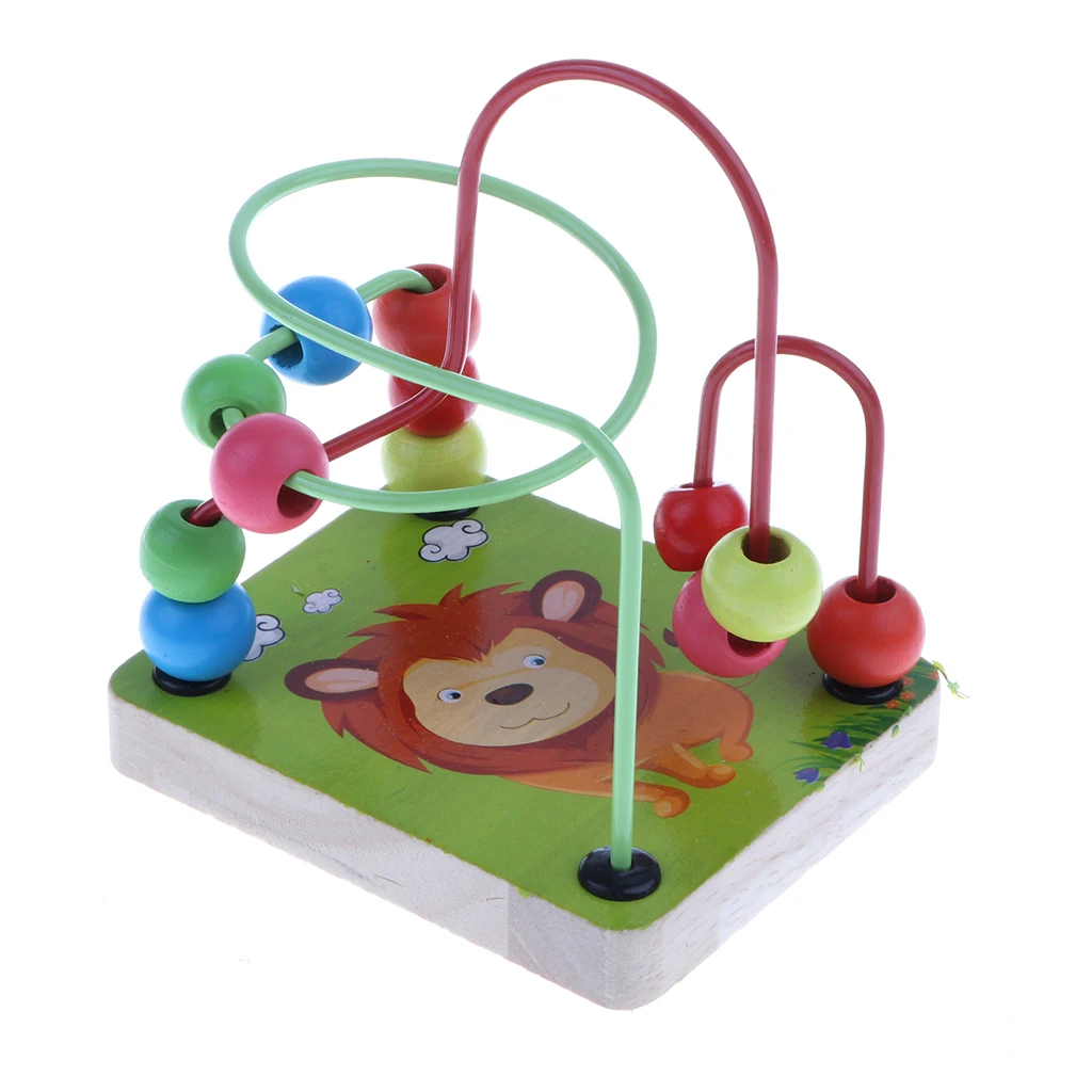 Set of 4Pcs Wooden Montessori Development for baby - Percussion Xylophone Round Bead Rollercoaster Sensory Teaching Aids Toy #A