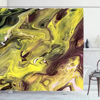 

Shower Curtain for Bathroom 72x78 Colorful Architecture Color Mix Marble Yellow Black Abstract Purple Artistic Canvas Creative