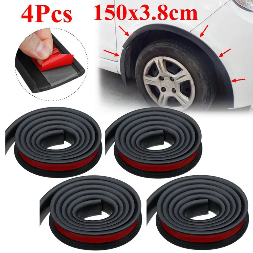 4pcs Black 2 шт 1,5 м х 3,8 см универсальное резиновое автомобильное колесо защита арки молдинги анти-столкновения брызговик автомобиля колеса защита колеса наклейка - Цвет: 4pcs Black