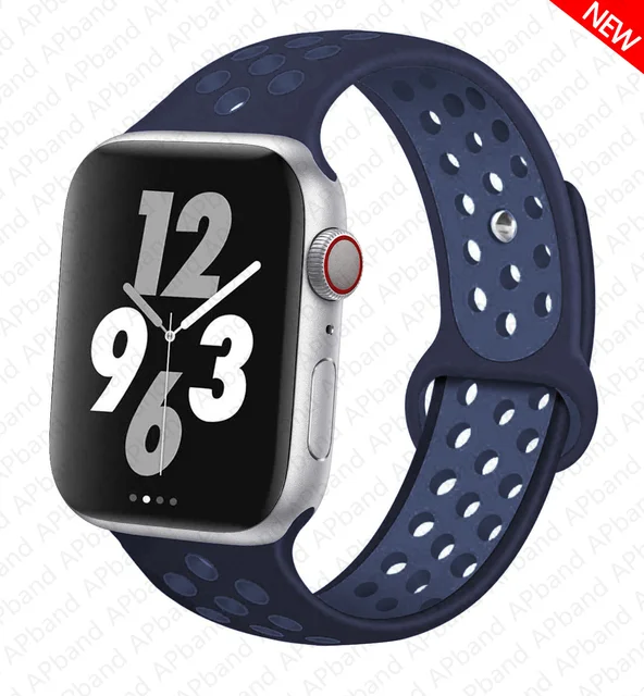 Silicone Strap For apple Watch band 44mm 40mm 45mm 41mm 40 44 mm Breathable Accessories watchband bracelet iWatch 3 4 5 se 6 7 midnight navy