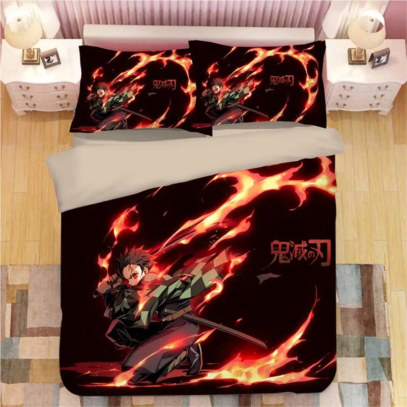 14 Demon Slayer Kimetsu No Yaiba, постельное белье, мультяшный аниме, пододеяльник, наволочки, детское аниме одеяло, комплекты постельного белья, Комплект постельного белья - Цвет: 14