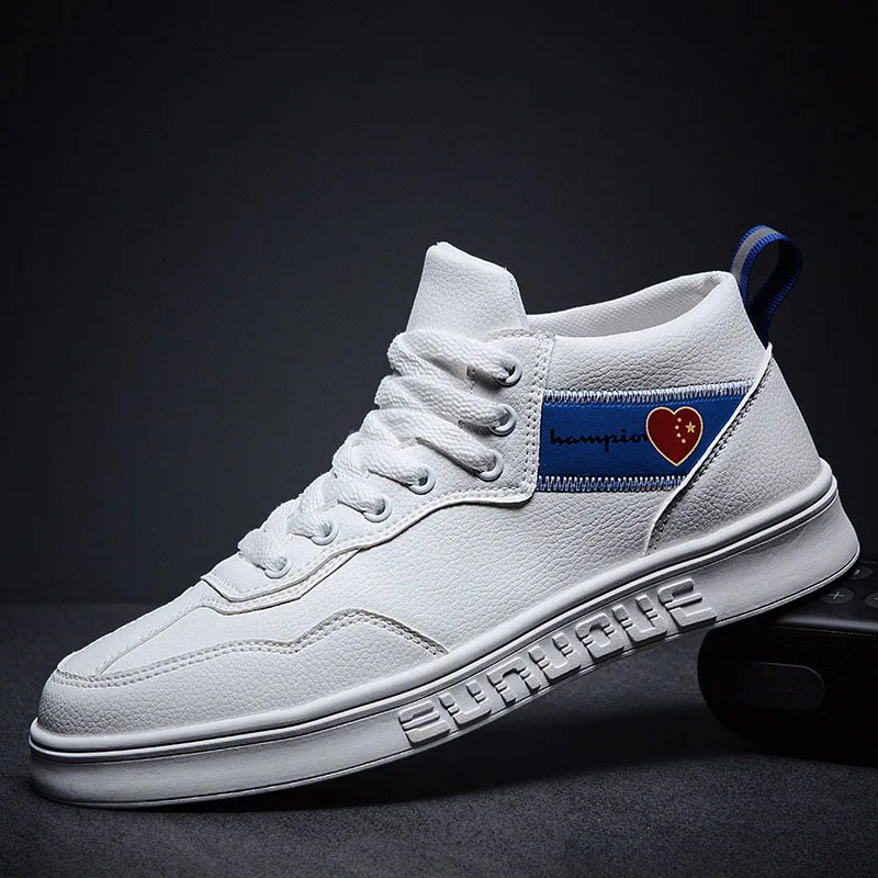 White Blue M-Explosion/модельная обувь с высоким берцем, с круглым носком, износостойкая, амортизирующая, модная, повседневная, удобная мужская обувь на шнуровке - Цвет: White Blue