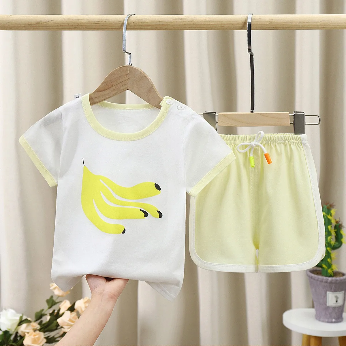 Children Short Sleeve Suit Summer 100% Cotton T-Shirt + Shorts Boy Girl Korean Version Baby New Clothes Girls Sets Clothing
