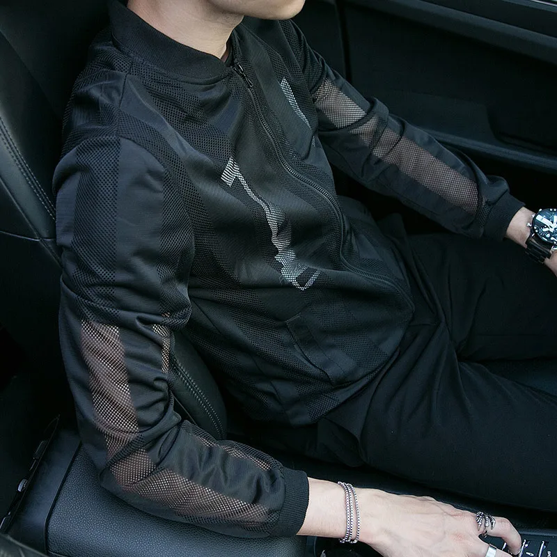 

Summer New Style Men Baseball Collar Thin Coat Youth Hong Kong Style Slim Fit Fashion Jacket Men's