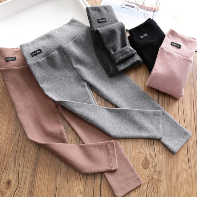 Girls Slim Stretch Leggings Autumn Thin New Trousers Children's Solid Color  Casual Warm Pants WTP02