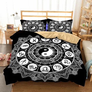 

BEST.WENSD Black with white comforter bedding sets Quality 3D AB side Bedroom set Single double bedding-set-cover Cotton 2019