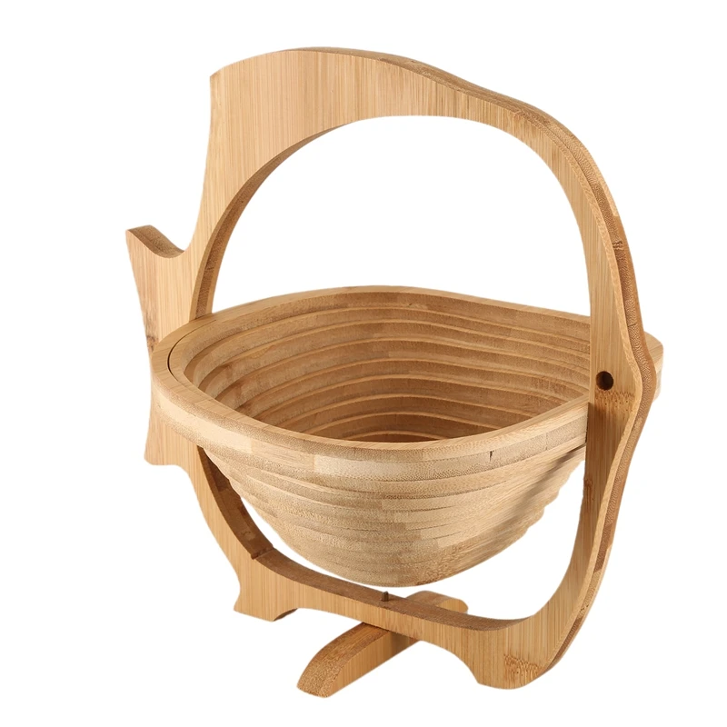 Multifunction Heat Resistant Non Slip Bamboo Trivets Pot Mat Hot Pan Pads Bamboo Folding Fruit Egg Bread Basket Collapsible Frui