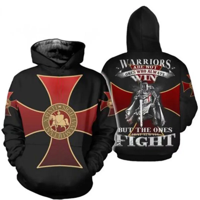 Черная Толстовка Templar Order Модный повседневный костюм с капюшоном для косплея
