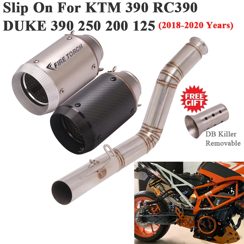 

Слипоны для KTM390 RC390 DUKE 390 250 200 125 гоночный выхлопной трубы мотоцикла, модификация, Соединительная труба, глушитель из углеродного волокна DB Killer