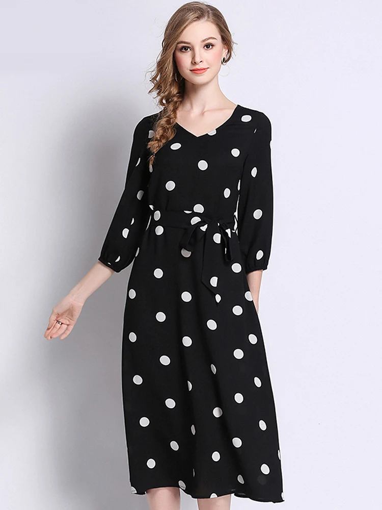 Plus Summer Spring Size Dress Women Beach Boho Polka Dot Korean Party Dresses 5xl Vestidos Verano 2020 KJ1997 es | Женская одежда
