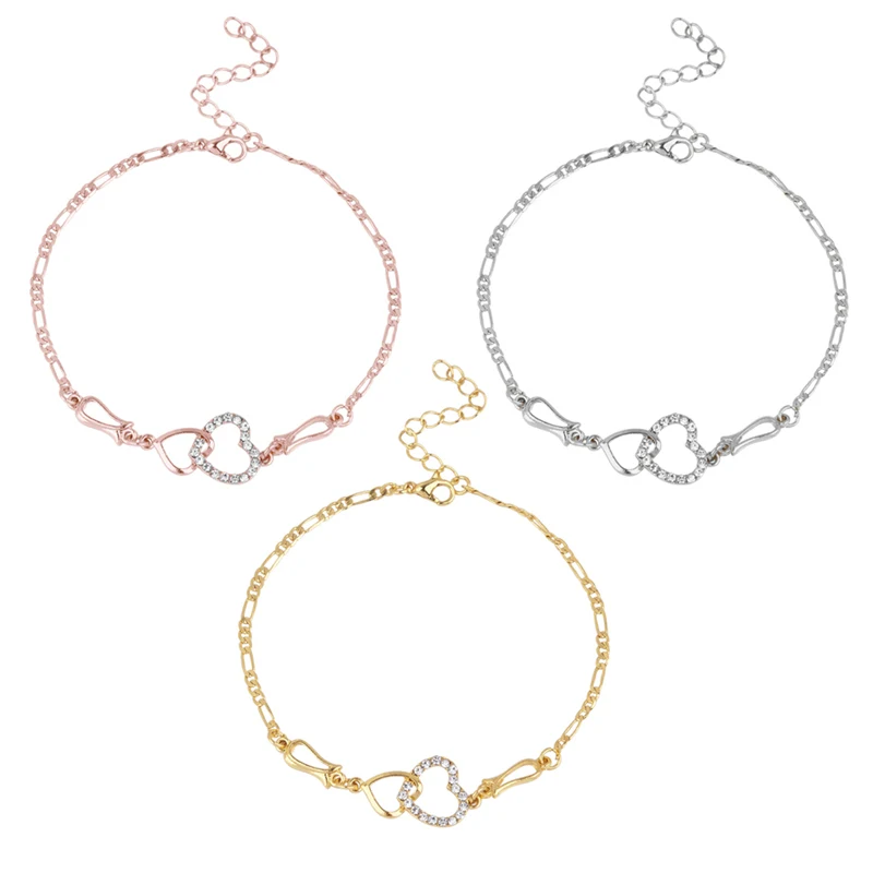 Doreen Box Anklet Heart Cubic Zirconia Gold Silver Color On Foot Ankle Bracelets For Fashion Women Leg Jewelry 25cm Long, 1 PC - Image 6