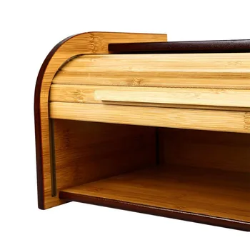

Natural Bamboo Bread Holder Food Storage Container Kitchen Roll Top Bread Storage Box Kitchens Supplies