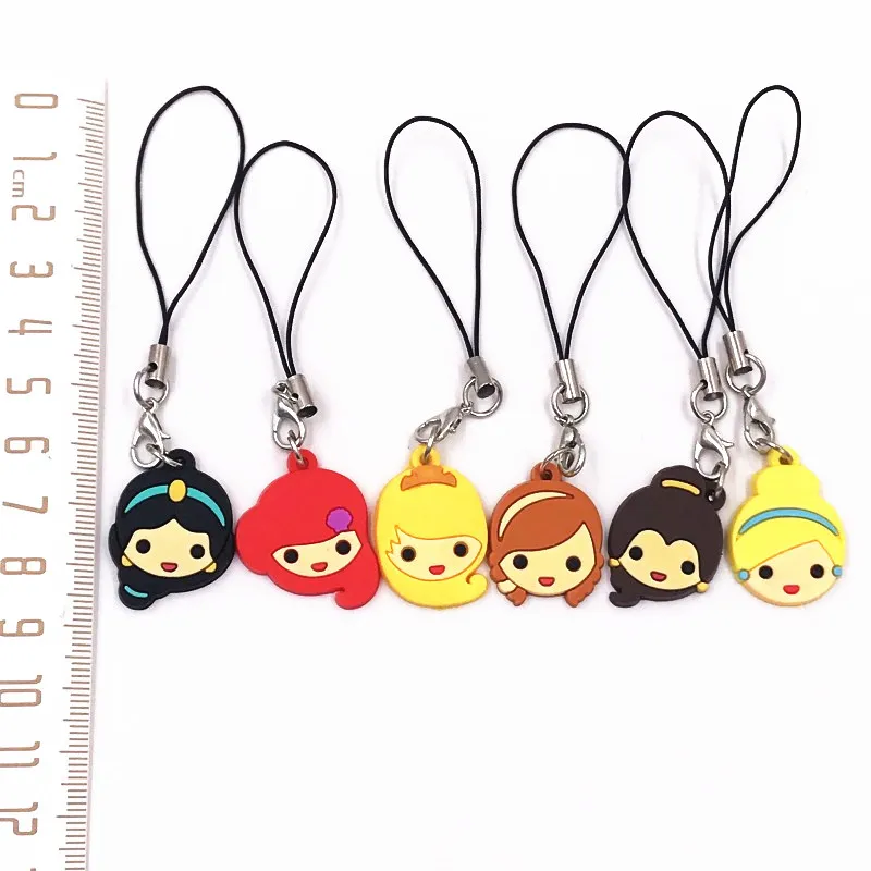 

1Pcs Princess Jasmine PVC Key Holder Keychains Small Kids Backpack Accessories Key chains Key ring bag charm decoration
