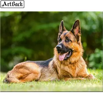 

Rhinestone 5d diamond painting german shepherd full square &round 3d diamond mosaic dog animal home decoration