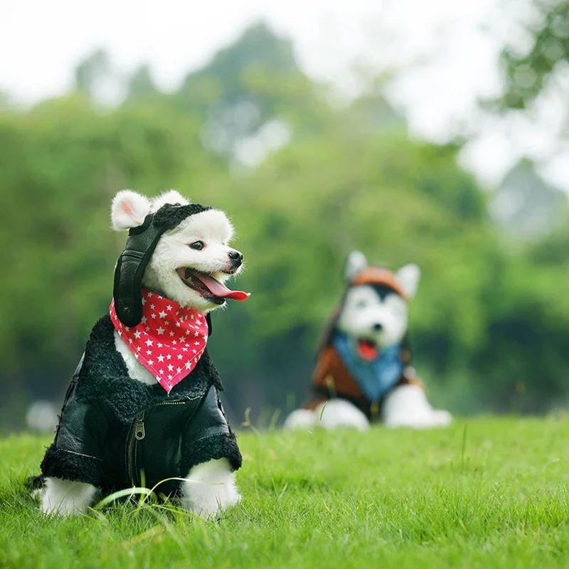 New Arrival Warm Accessories Leather Velvet Outfits Dogs Thickened Apparel Coat With Zipper Keep warm And Insect Control