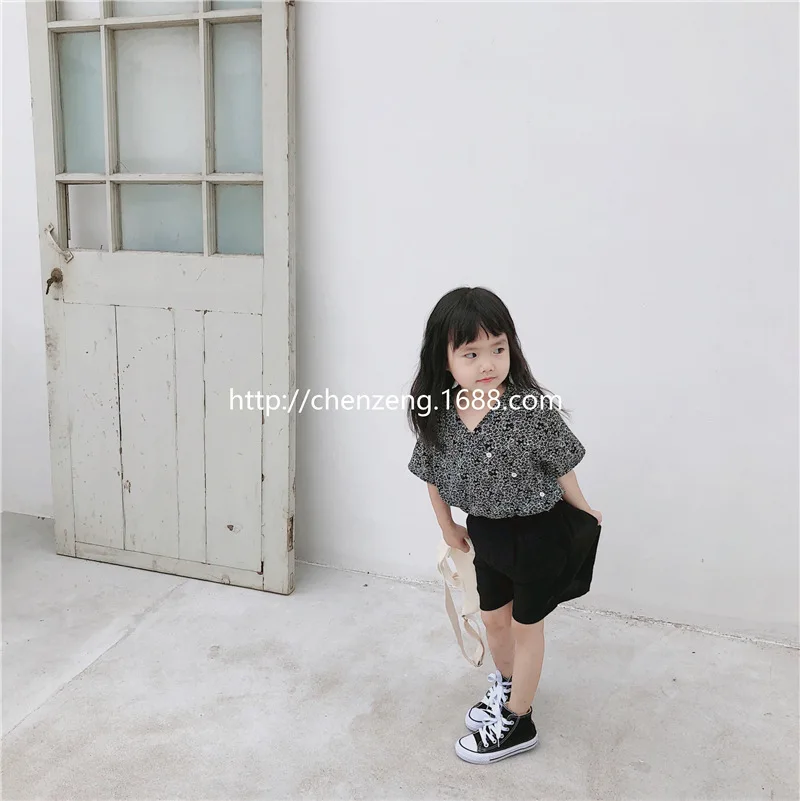 Xuan летняя рубашка с цветочным принтом в этническом стиле для девочек Детская рубашка с цветочным принтом и короткими рукавами