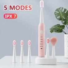 Электрическая ультразвуковая зубная щетка VIMOKO, ультра Звуковая, 5 режимов, отбеливающая, заряжаемая, для взрослых, IPX7, водонепроницаемый, один набор