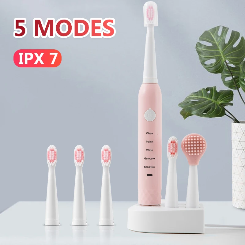 

VIMOKO Electric Sonic Tooth Brush Ultrasonic 5 Modes Whitening Chargeable Adult IPX7 Waterproof one set