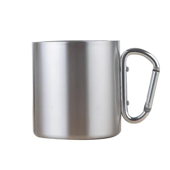 

220ML/300ML/350ML/450ML Stainless Steel Cup Camping Hiking Climbing Outdoor Cup Double Wall Mug With Carabiner Hook Handle