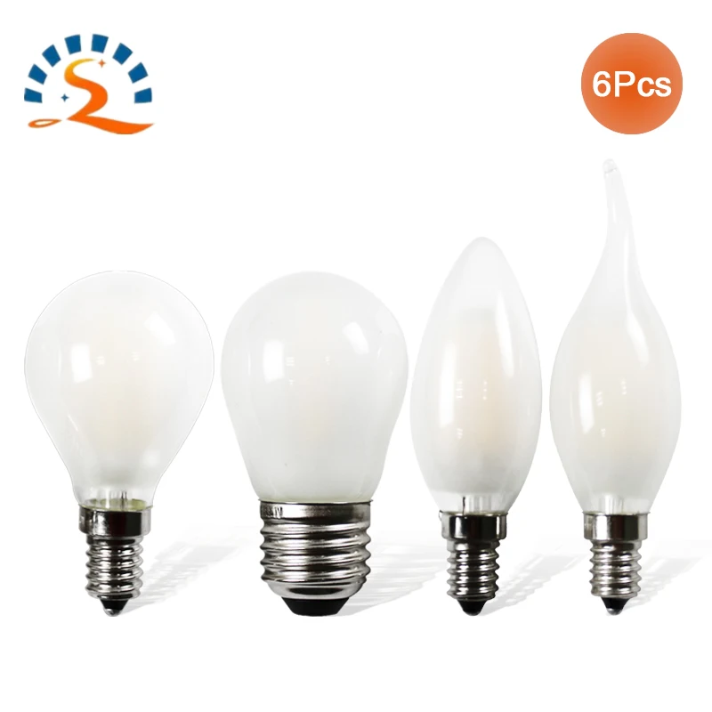 

Frosted E12 E14 E26 E27 B22 led light bulb 2W 4W 6W Dimmable 110V 220V Candle Flame Edison Filament glass bulb clear lamp