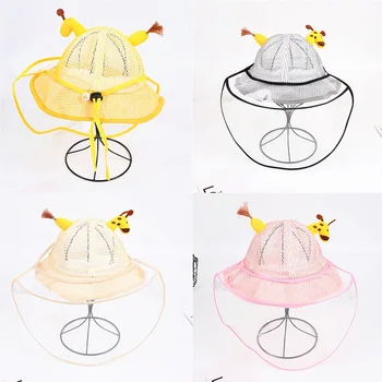 

Summer Children's Protective Hat Exquisite Windshield Straw Hat Cartoon Fishing Sunscreen Cap With Removable Face Mask