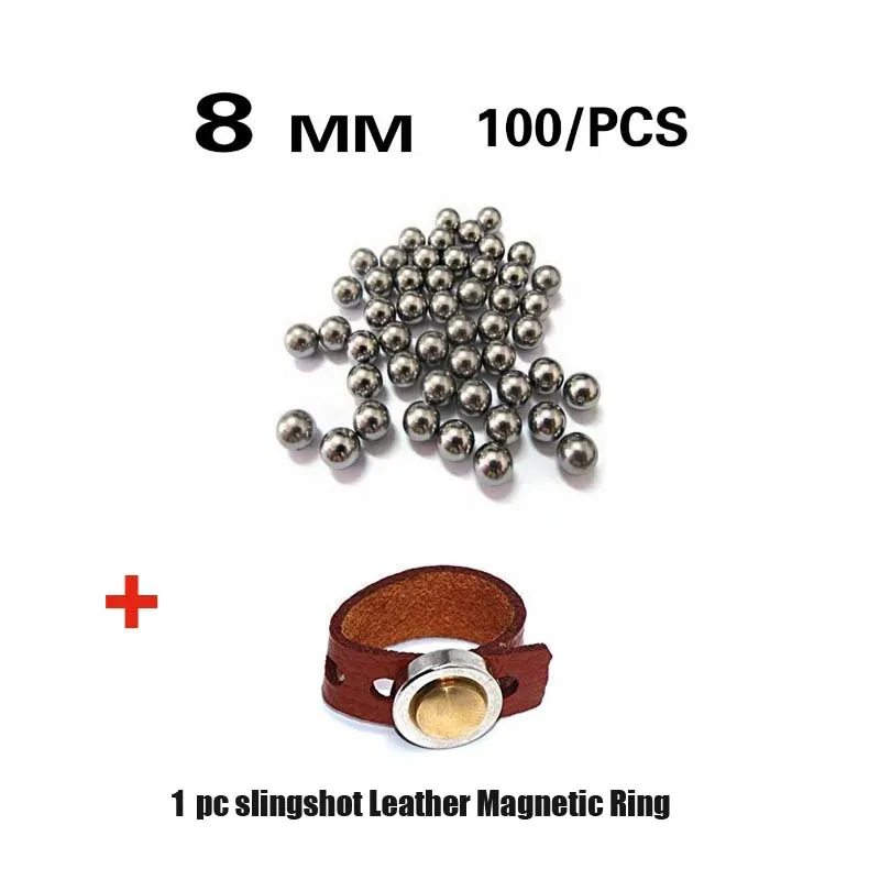 Bolas de tirachinas de acero inoxidable, Catapulta de caza, accesorio de juego de tirachinas con anillo magnético, 8mm, 100 Uds.
