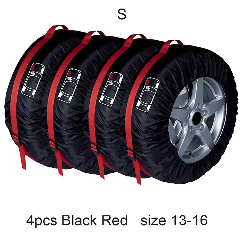 Чехол для автомобильных шин для автомобиля, чехол для запасных шин для гаража, аксессуары для автомобильных шин, защитная сумка для хранения шин, чехлы для автомобилей, размер S/L - Цвет: Size S 4pcs Black