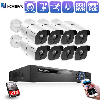 

H.265 8CH 5MP HD POE NVR Kit CCTV Security System Audio Human Face Detection NVR POE IP Camera Outdoor Video Surveillance Set