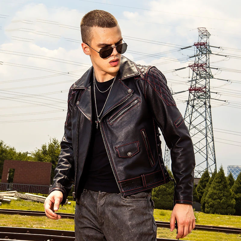 2020 Black Men American Motorcycle Leather Jacket Plus Size 4XL Genuine Thick Cowhide Slim Fit Biker Leather Coat FREE SHIPPING 2020 Black Men American Motorcycle Leather Jacket Plus Size 4XL Genuine Thick Cowhide Slim Fit Biker Leather Coat FREE SHIPPING