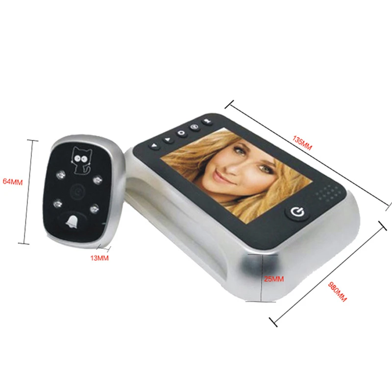 Новое поступление 3," цветной экран глазок ИК ночного видео дверной звонок фото/видео запись дверь глазок камера Домашняя безопасность