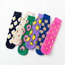 [SOPLCAALCK] Смешные носки Харадзюку для женщин японский творческий яйцо авокадо лимонный банановый узор жаккардовые милые носки Calcetines Mujer