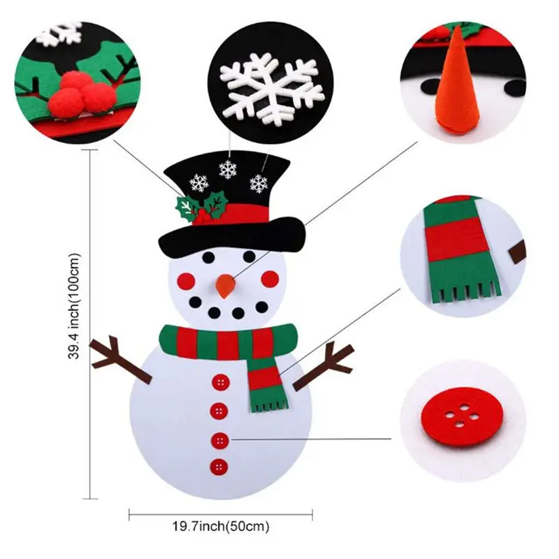 

1pc Kids Handmade Snowman DIY Game Felt Christmas Tree Snowman Handcraft Kids DIY Snowman Puzzle Decorations