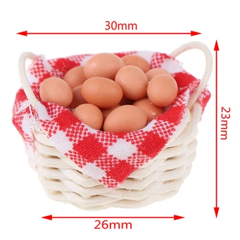 

1:12 Miniature Eggs With Bamboo Basket Dollhouse Accessories For Kitchen Farm Baby Kids DIY Toys
