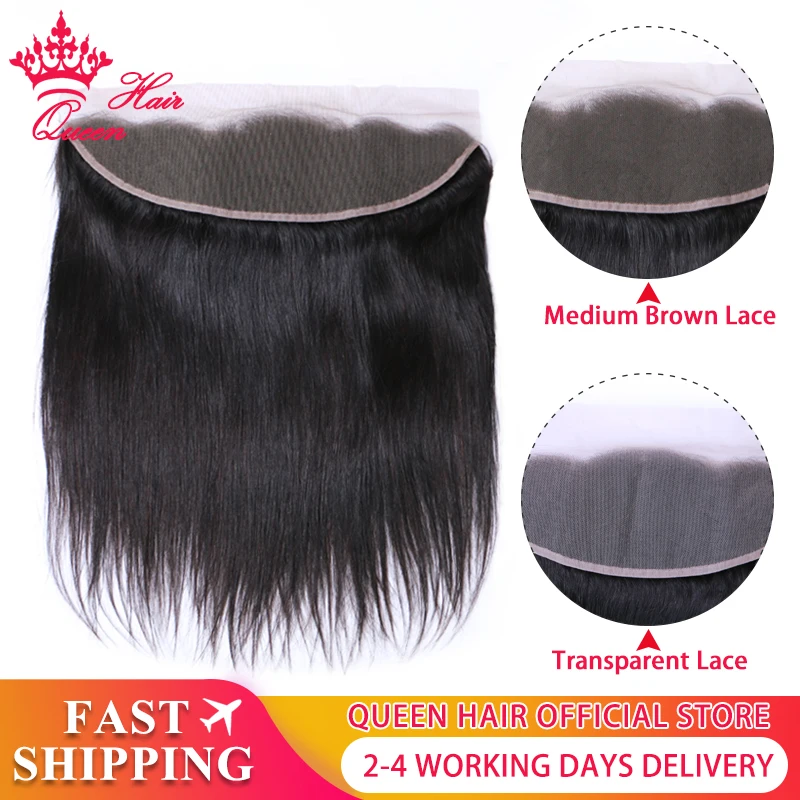 Hair-Products Lace-Frontal-Closure Transparent Straight Brown Queen Virgin Swiss 100%Human-Hair