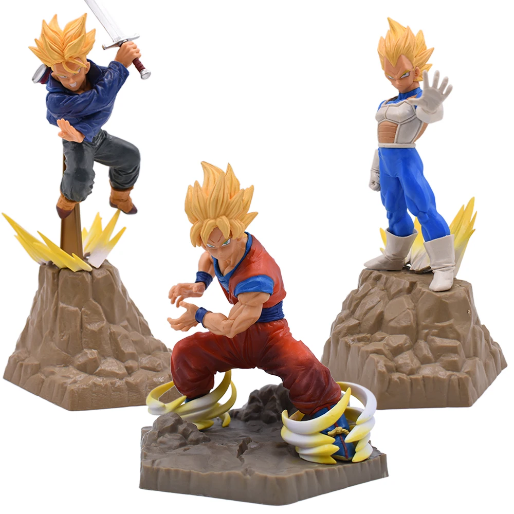 

Dragon Ball Z PVC Action Figures Fighting Son Goku Vegeta Torankusu Anime Super Saiyan Sculpture Model Toys Collectible Model