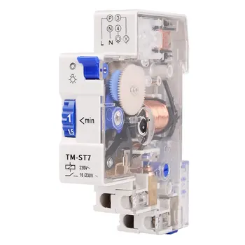 

220V 7 Minutes Mechanical Timer 18mm Single Module Din Rail Staircase Timer Time Switch Instruments
